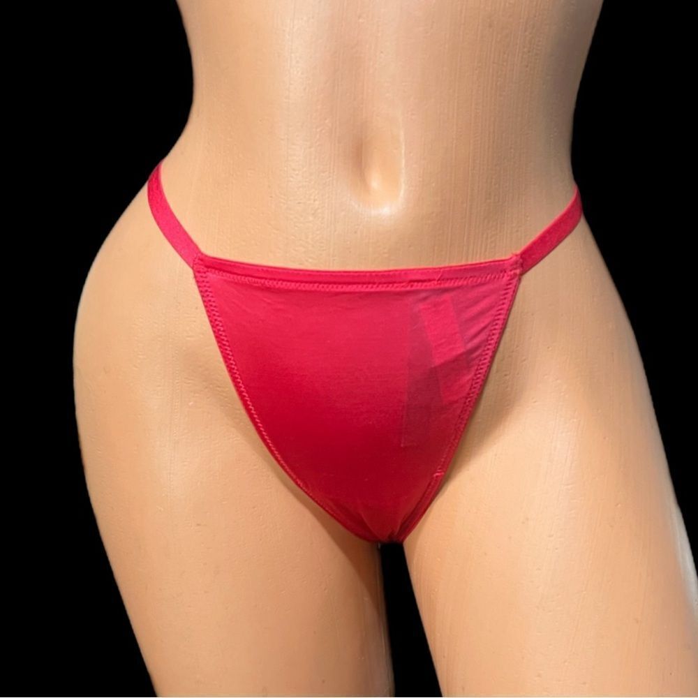 Victorias Secret Very Sexy V- Hardware Smooth Satin V string panty Red Small